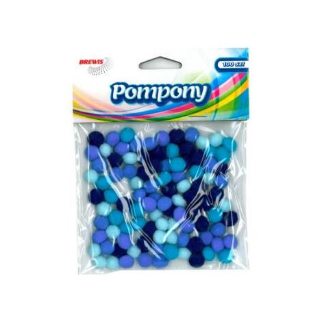 Pompony kreatywne Brewis 1cm Niebieskie Mix, 100szt